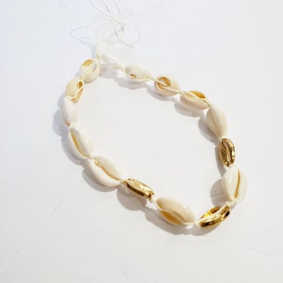 4x25 Boho VSCO Faux golden conch adjustable choker - Picture 1 of 5